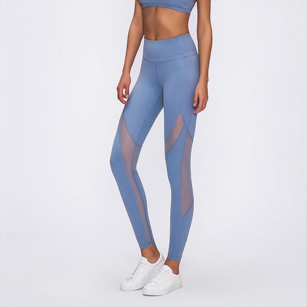 

2021 весна и лето новая сетка дышащая йога брюки с высокой талией эластичный фитнес обнаженные длинные штаны, Black