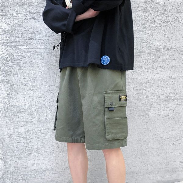 

tooling shorts fashion brand ins summer men's loose capris, White;black