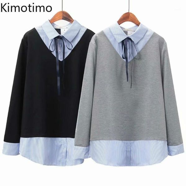 

kimotimo preppy style shirt blouse girls long sleeve patchwork elegant chic sweet korean kawaii autumn women blouse shirt 1, White