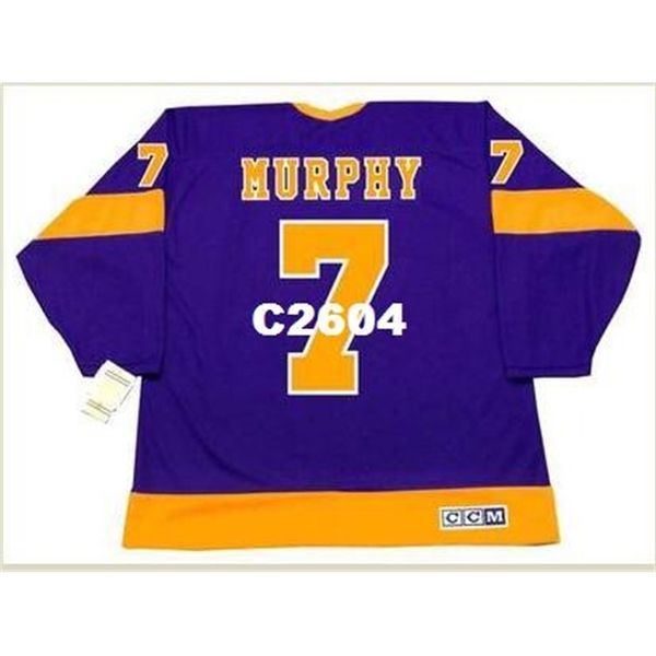 

men #7 mike murphy los angeles kings 1977 ccm vintage away home hockey jersey or custom any name or number retro jersey, Black