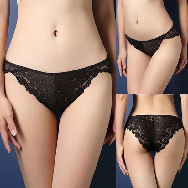 

womens erotic sheer floral lace panties thong low rise transparent cheeky underwear briefs seamless scalloped lingerie, Black;pink