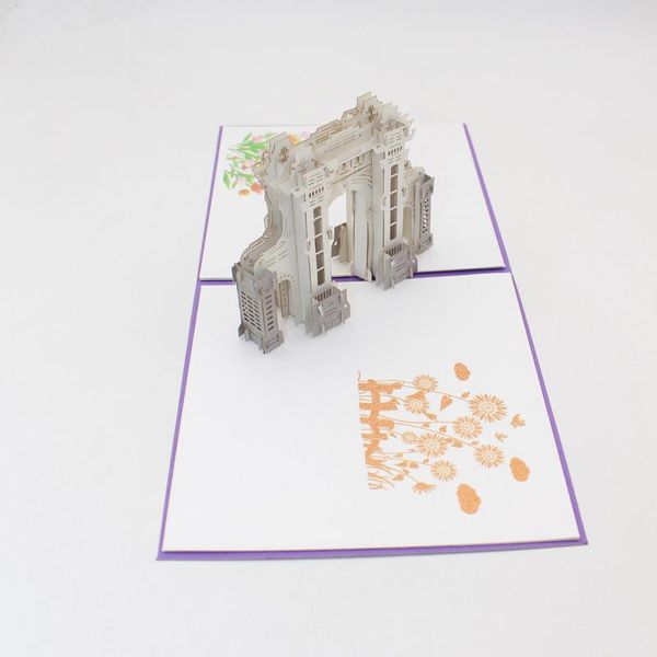 

3d handmade tsinghua университетский университет архитектура пекин цингуа юань бумага поздравительные открытки открытка бизнес-подарок сувен
