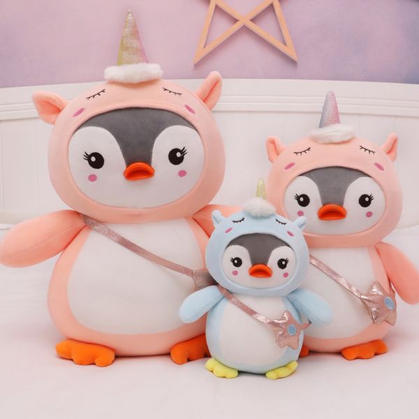 

New cute penguin doll plush toys hug become unicorn