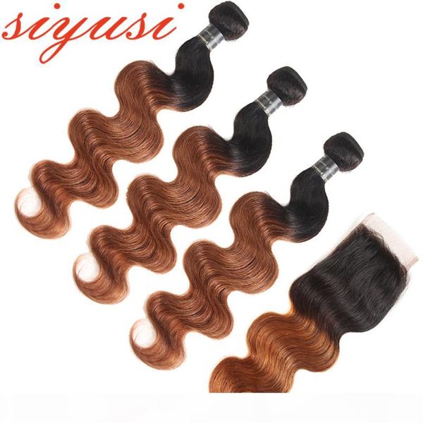 

brazilian body wave human hair bundles honey blonde bundles with closure 1b 27 1b 30 red burgundy ombre brazilian virgin hair with closure, Black;brown