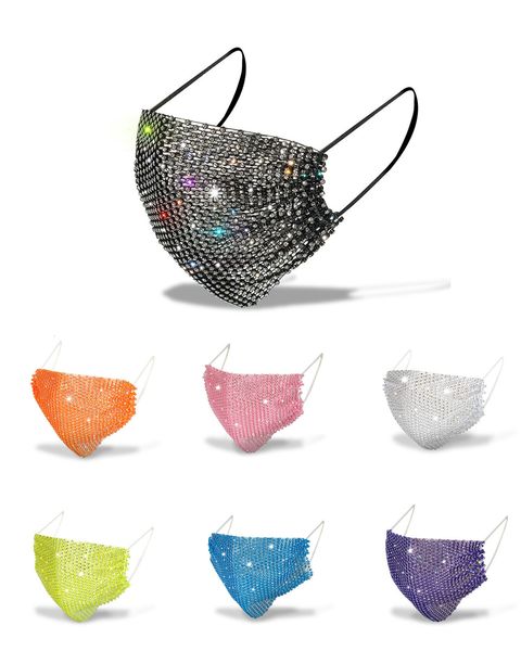 

anti-dust 7qhdbling washable sequined design blue reuse black face mask earloop night club decorative masks