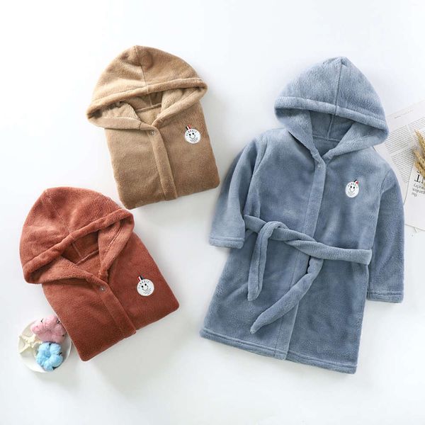 

baby children's robe flannel boy thickened girls' coral veet pajamas autumn and winter four seasons bathrobe, Blue;red