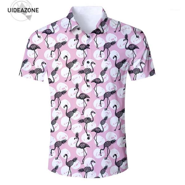 

pineapple flamingos men shirt male turn down collar short sleeve shirt vocation summer hawaiian casual clothing eur size1, White;black