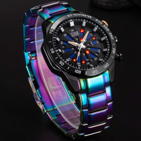 

watch colorful all steel watch 6.11 with led electronic watch, Silver