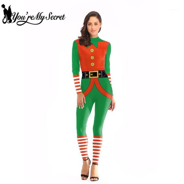 

you're my secret] jumpsuits for women 2018 christmas hodiday party red green striped classic design slim bodysuit costume1, Black;red