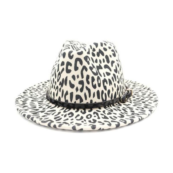 

leopard fedora hats men women autumn winter jazz caps with belt band panama street hip hop vintage casual leopard men women hats, Blue;gray