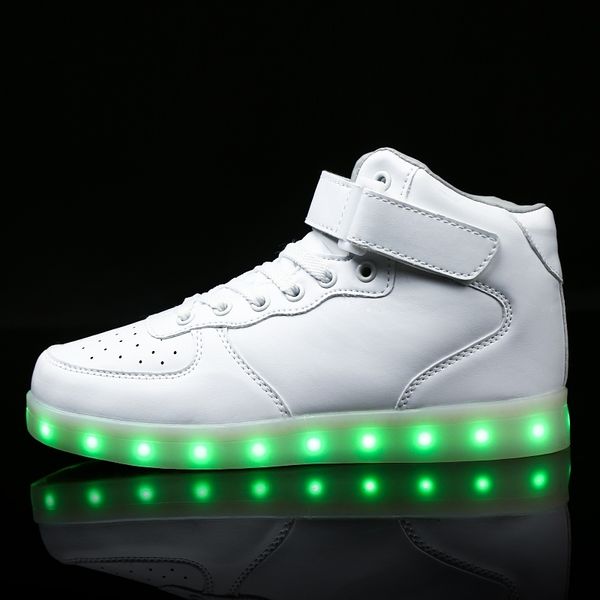 

kids led usb charging glowing sneakers children hook loop fashion luminous shoes for girls boys men women skate shoes #25-46 y200103, Black;red