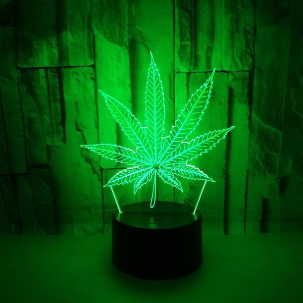

led in stock ship lamp leaf 3d illusion base night light 7 rgb colorful usb powered 5th battery bin touch button dropshipping