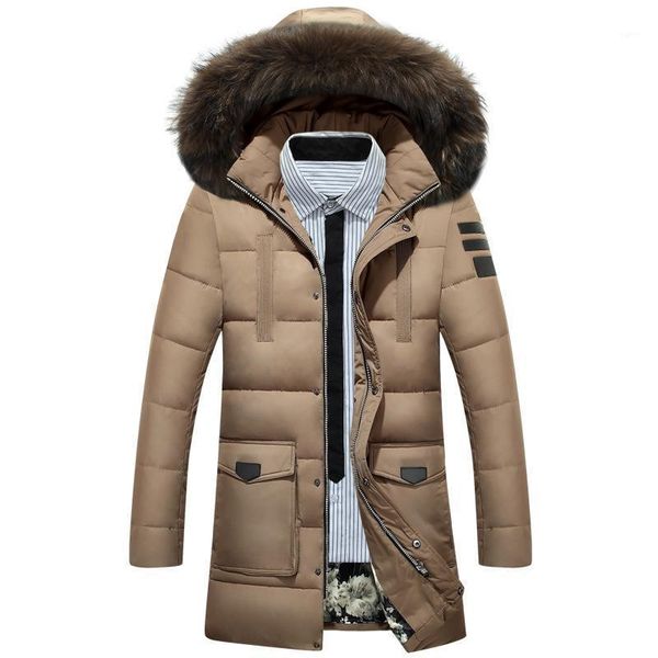 

2020 fur collar hooded men winter jacket men coat snow parka down jacket outerwear thick thermal warm wool liner coat m-4xl1, Black
