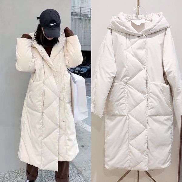 

s- 7xl plus size winter oversize warm duck down coat female x-long down warm jacket hooded cocoon style thick warm parkas f192 c1204, Black