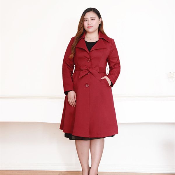 

elegant trench lady ol women's long classic windbreaker women office trench coat plus size 5xl 6xl 8xl 10xl 140kg 201111, Tan;black