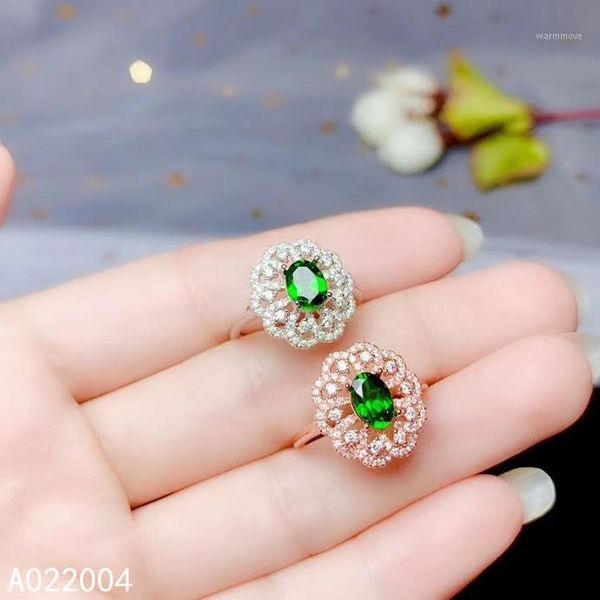 

kjjeaxcmy fine jewelry 925 sterling silver inlaid natural diopside new female ring vintage support detection1, Golden;silver