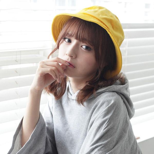 

new women's korean pure color fisherman hat creative versatile light board corduroy basin cap for men and women, Blue;gray