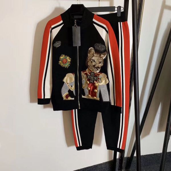 

1105 2020 letter crew neck two pieces sets long sleeve cardigan brand same style sweater fashion sweater qian, White