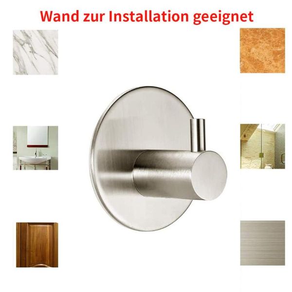 

4pcs self-adhesive hook 304 stainless steel bathrobe wall hooks clothes bathroom kitchen bedroom door wall hook storage hanger