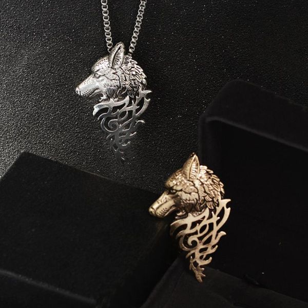 

wolf head shape alloy pendant fashion jewelry gift necklace f627, Silver