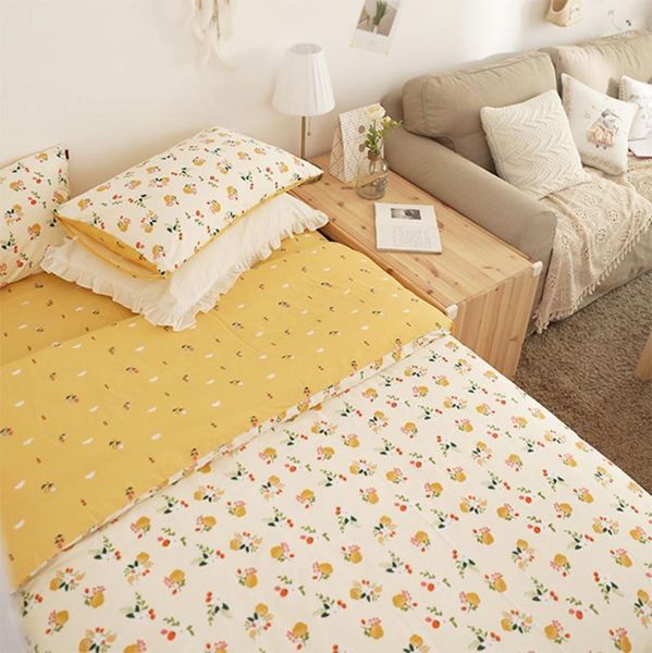 

cute nordic flower bedding set girl,cotton twin full  romantic pastoral home textile bed sheet pillow case quilt cover1