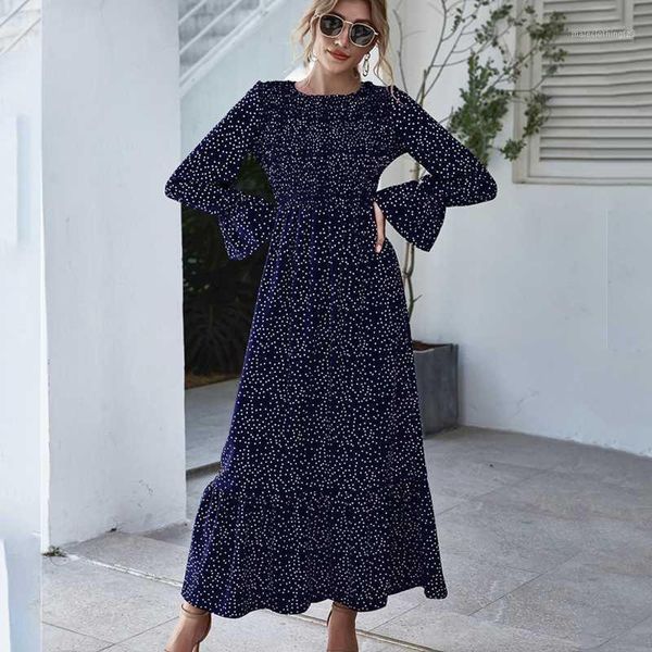 

casual dresses autumn vintage red dress vestidos clothes women 2021 printed long-sleeved polka dot a-line for women1, Black;gray