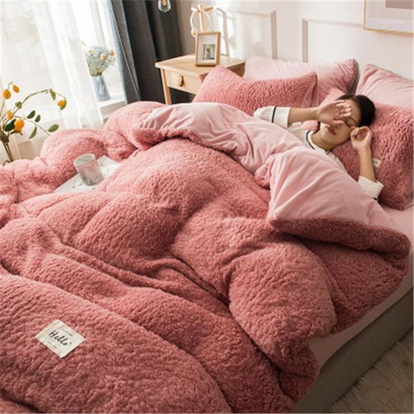 

extra thick soft solid color 4pcs bedding set duvet cover/ quilt cover sheet pillowcase ab side winter 20201