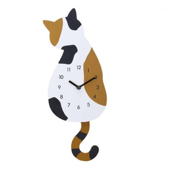 

wall clocks clock creative cartoon cute cat horloge watch way tail move silence quartz living room home decor reloj pared1