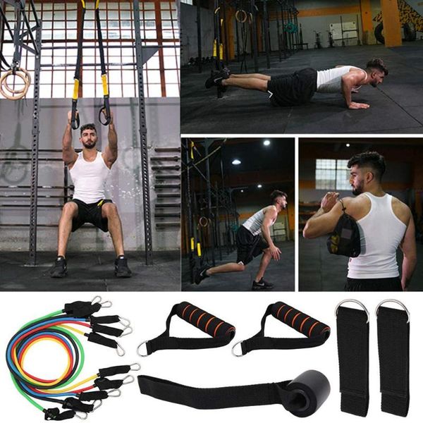 

12pcs/set resistance band tpe elastic pull rope home gym fitness workout sports body building equipment tool for office staff