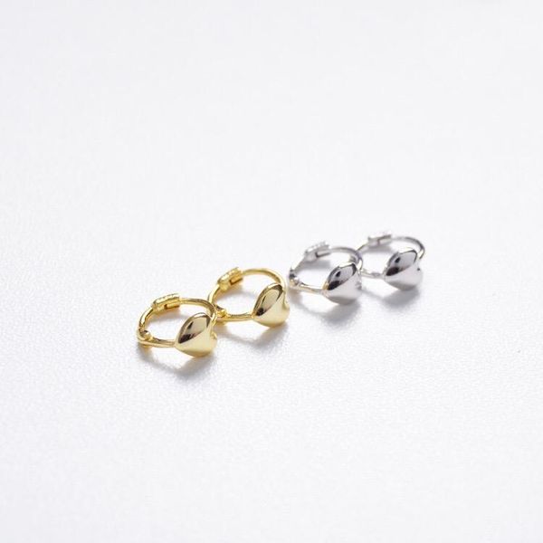 

925 sterling silver earring simple mini heart ear ring ear bone buckle sweet cute trend wild classic girl silver jewelry, Golden;silver
