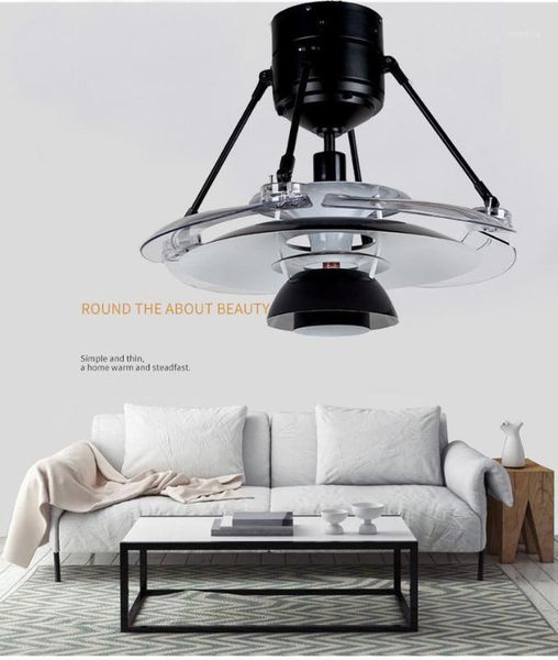 

electric fans led with fan light creative simple invisible black ceiling1