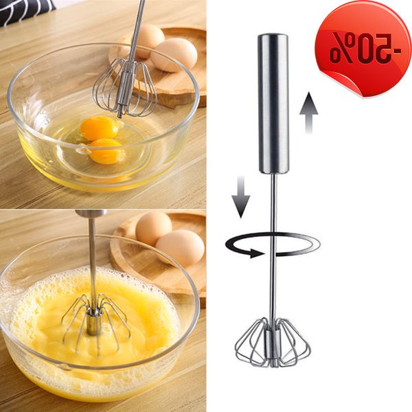 

accessories semi-automatic beater stainless steel whisk manual hand mixer self turning egg stirrer kitchen tools