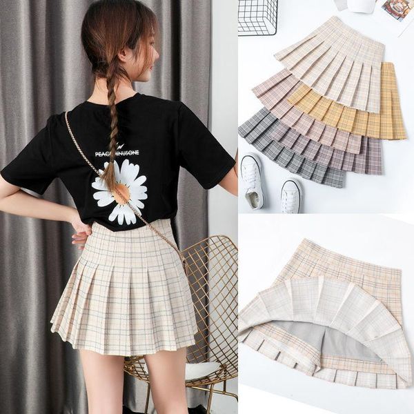 

2020 high waist pleated tennis skirt uniform with inner shorts underpants for badminton cheerleader girls a lattice short skirt1, Black