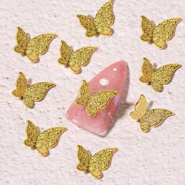 

nail art decorations 10pcs/lot 3d metal butterfly decoration rose gold/silver/black ultra-thin flakejewelry manicure accessories, Silver;gold