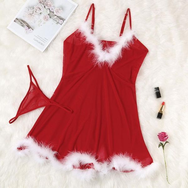 

christmas women lingerie nightdress nightgown sleepwear plus size dress erotic set temptation underwear1, Red;black