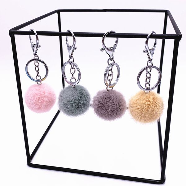

fashion rabbit fur ball keychain pompom key chain car keyring women key holder bag pendant charm accessories kimter-c386fz