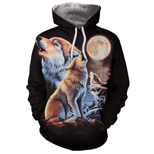 

wolf totem digital printing men's 3d sweater hoodie sports baseball jacket, Gray
