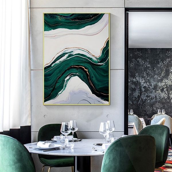 

nordic green golden lines abstract wall art canvas painting scandinavian posters & prints wall picture living room bedroom home decor