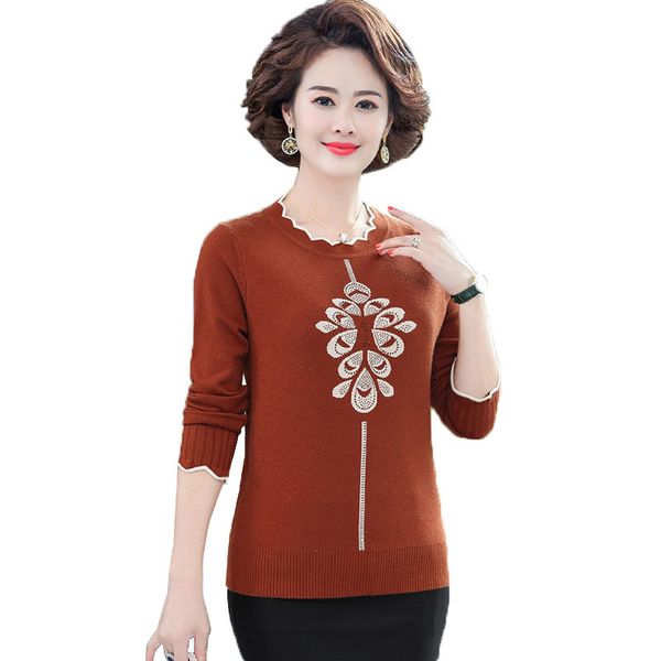 

new spring female pullover middle-aged korean mother casual temperament knitted femme sweater r712 awsg, White;black