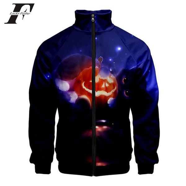 

halloween 3d printed stand collar zipper jacket fashion women/men 2020 kpop fashion trendy streetwear clothes, Black;brown