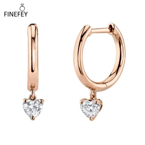 

jewelry set finefey s925 sterling silver heart cubic dangle hoop earrings