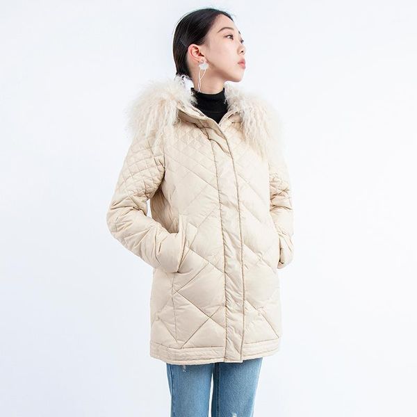 

down jacket women with a real sheep fur collar down parka outerwear thick warm winter clothing 2019 fashion duck jacket1, Black