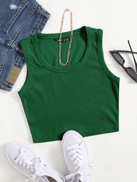 

scoop neck solid tank f3se#, White