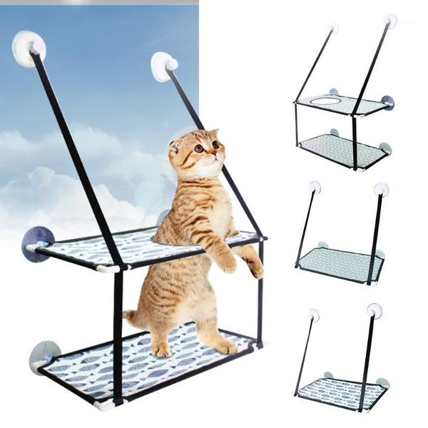 

cat window hammock double-layer pet sucker hanging bed seat pad removable cats sleeping summer creative litter pets climbing mat1