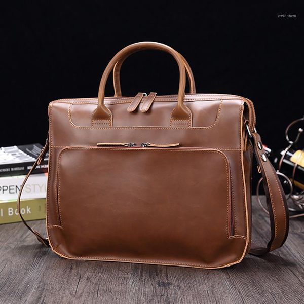 

brand men's briefcase handbag crazy horse pu leather messenger travel bag business men tote bags man casual crossbody briefcases1