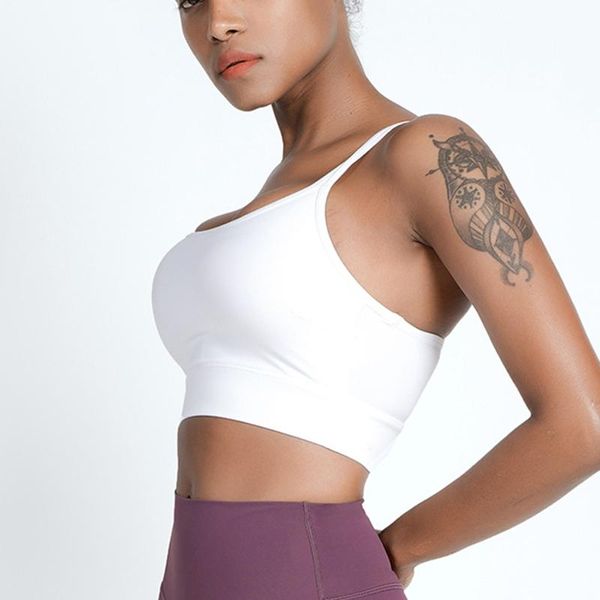 

gym clothing outer wear thin straps sports underwear women's beauty back fitness bra pure color yoga running, White;black