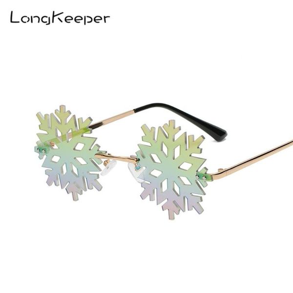 

sunglasses fashion snowflake women's brand design rimless clear sun glasses men vintage hollow uv400 christmas gifts, White;black