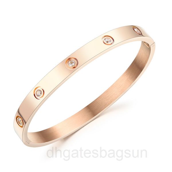 

gh855 diamond inlaid bracelet titanium steel buckle bracelet couple ladies temperament jewelry 18k gold, Black