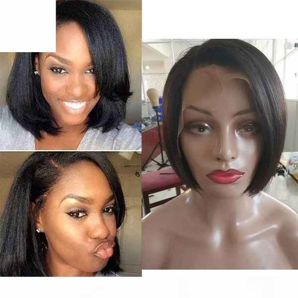 

straight lace front human hair wigs short pixie cut wigs with baby hair african haircut style brazilian ladies wigs for black women, Black;brown
