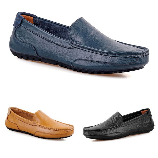 

new non-brand men peas shoes leather casual fashion breathable blue black brown lazy overshoes mens shoes size 38-44